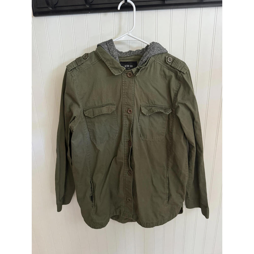 Active USA Men's Large Olive Green Hooded Jacket